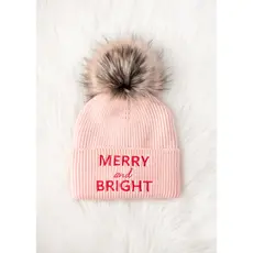 Blush Merry & Bright Knit Pom Hat