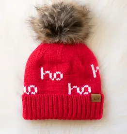 Red & White Ho Ho Ho Pom Hat