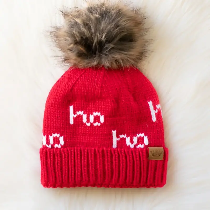 Red & White Ho Ho Ho Pom Hat
