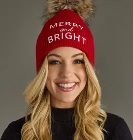 Red Merry & Bright Knit Pom Hat