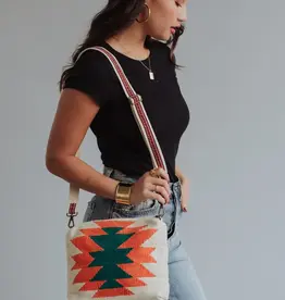 Beige, Orange & Green Aztec Crossbody