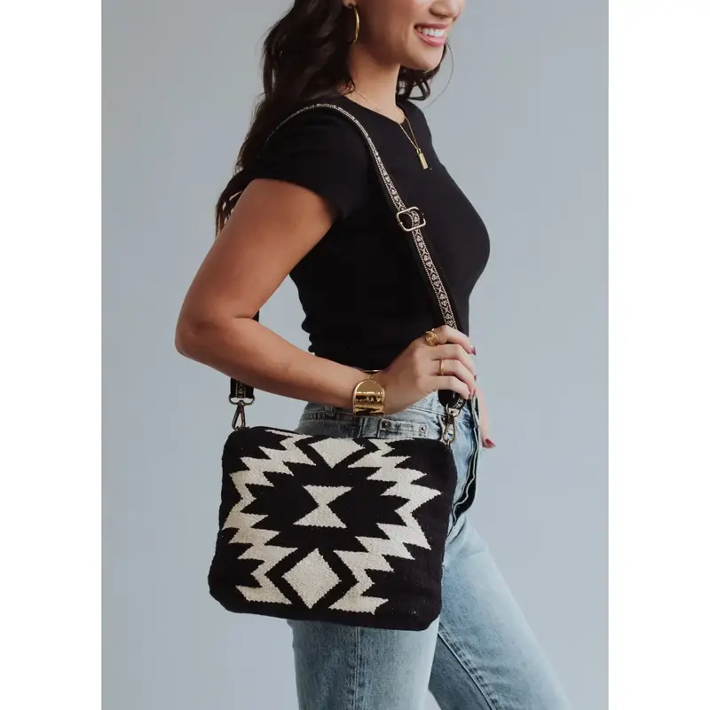 Black & Cream Aztec Crossbody