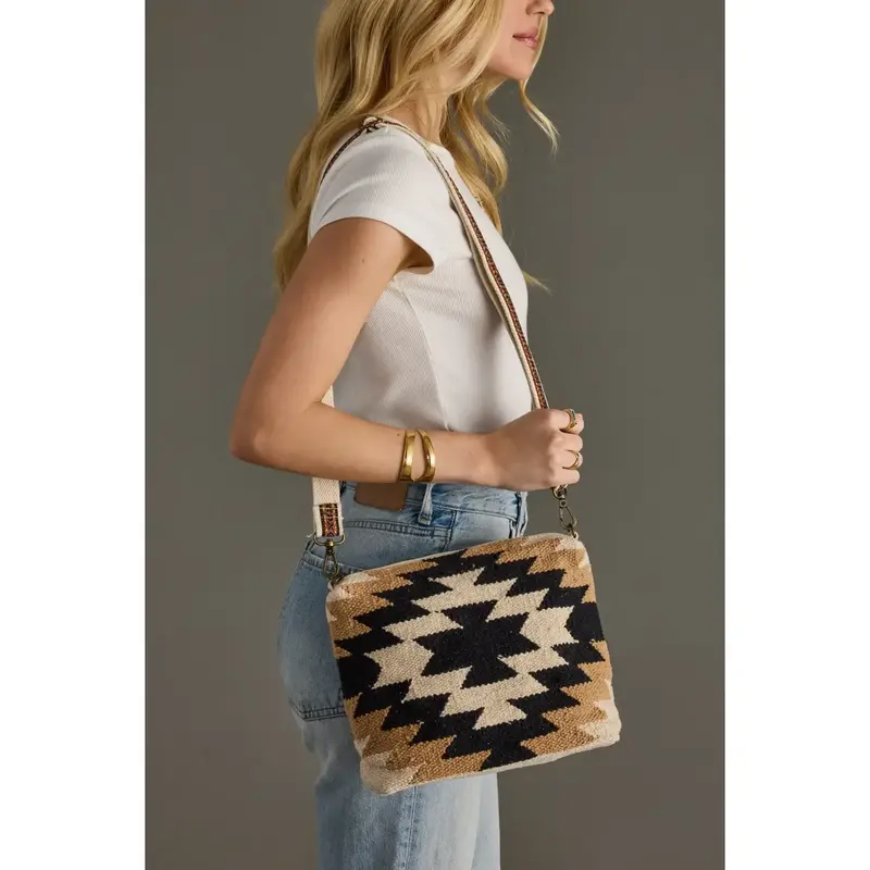 Cream, Black & Tan Western Crossbody