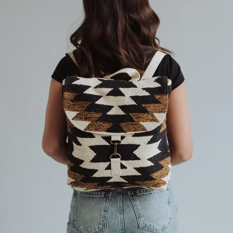 Black, White & Brown Aztec Backpack