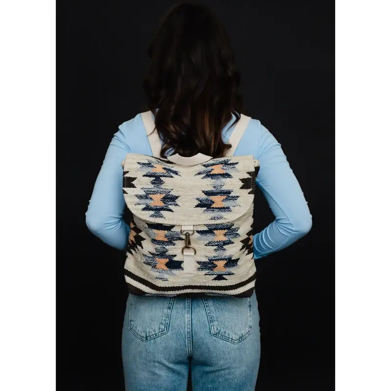 Tan, Brown & Blue Aztec Backpack