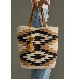 Cream, Black & Tan Western Tote