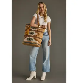 Tan, Camel & Teal Aztec Tote