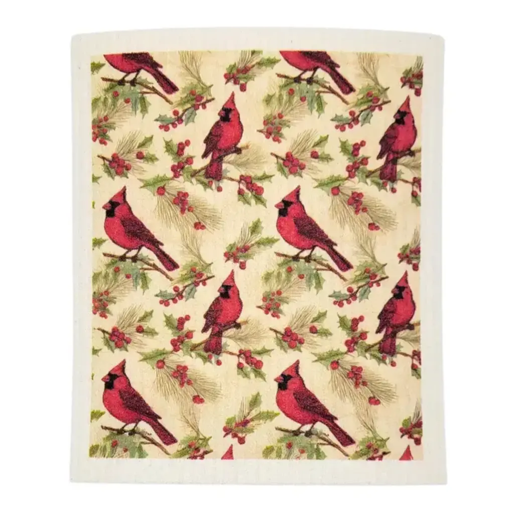 Driftless Studios Red Cardinal Christmas Swedish Dishcloths