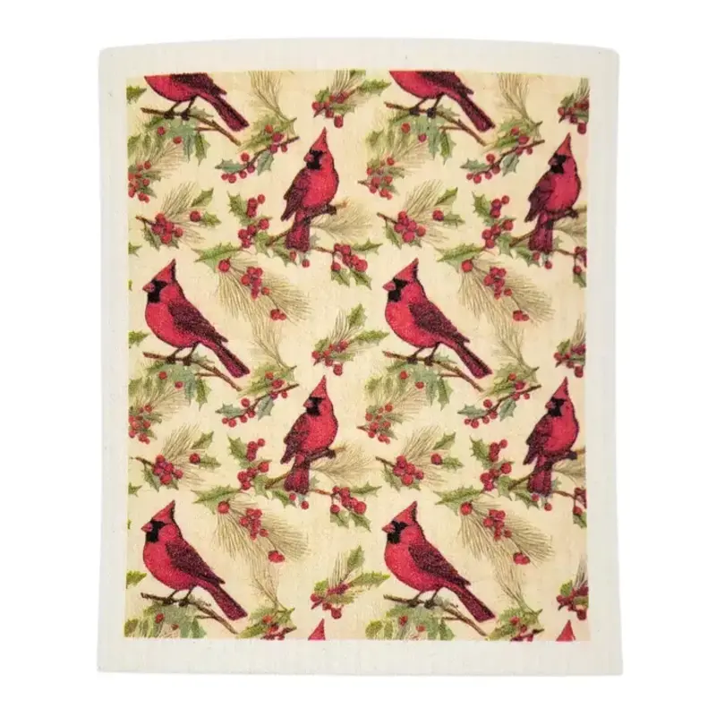 Driftless Studios Red Cardinal Christmas Swedish Dishcloths