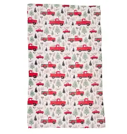 Driftless Studios Red Christmas Truck with Tree Waffle Kitchen Tea Towels