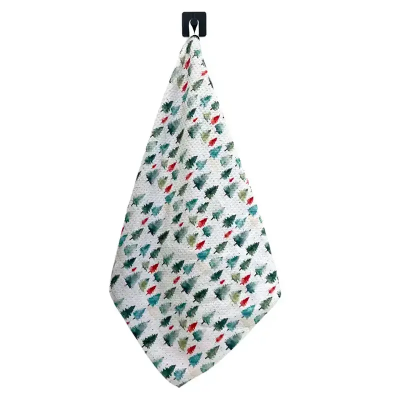 Driftless Studios Watercolor Christmas Tree Decor Kitchen Waffle Tea Towels