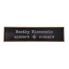 Driftless Studios 24x6 Custom Coordinate Name Drop Sign with Compass