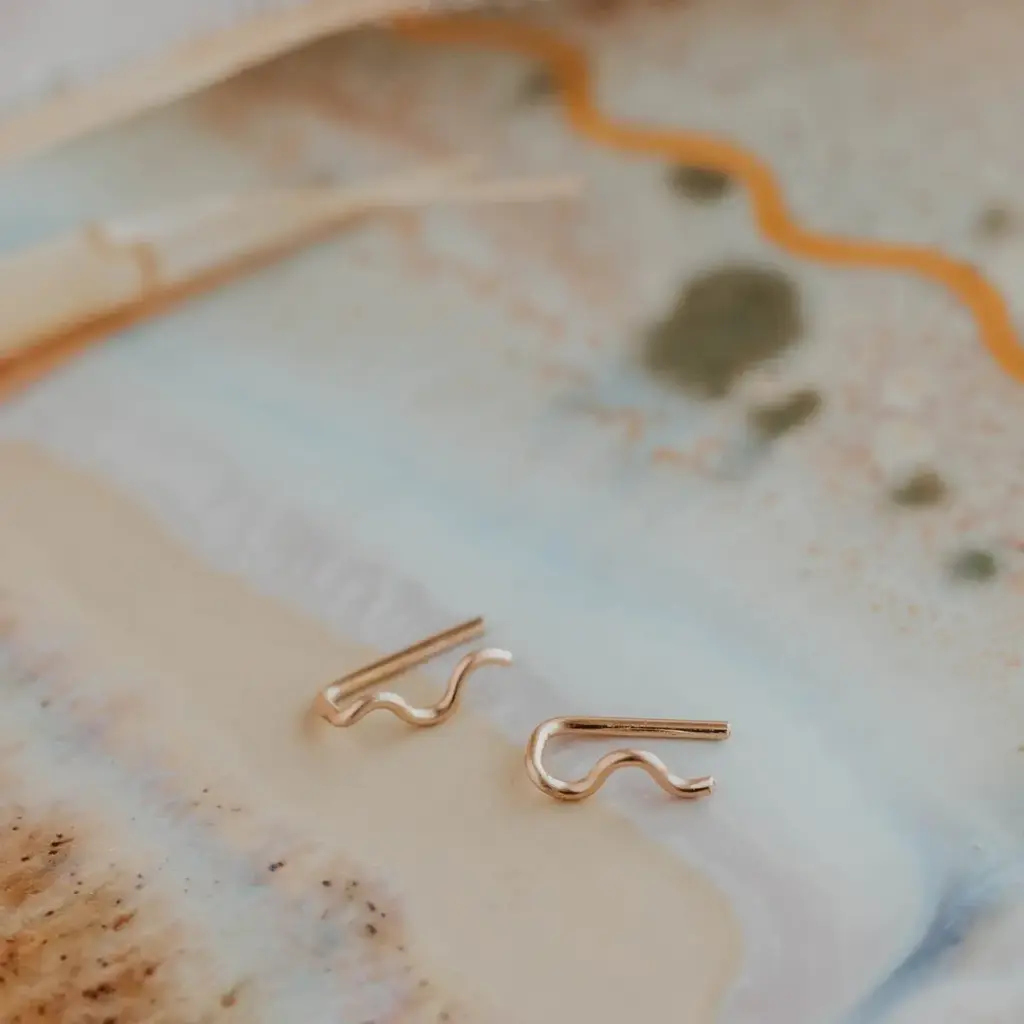 Hello Adorn Jewelry Hello Adorn  - Tiny Wave Ear Climbers (Gold)