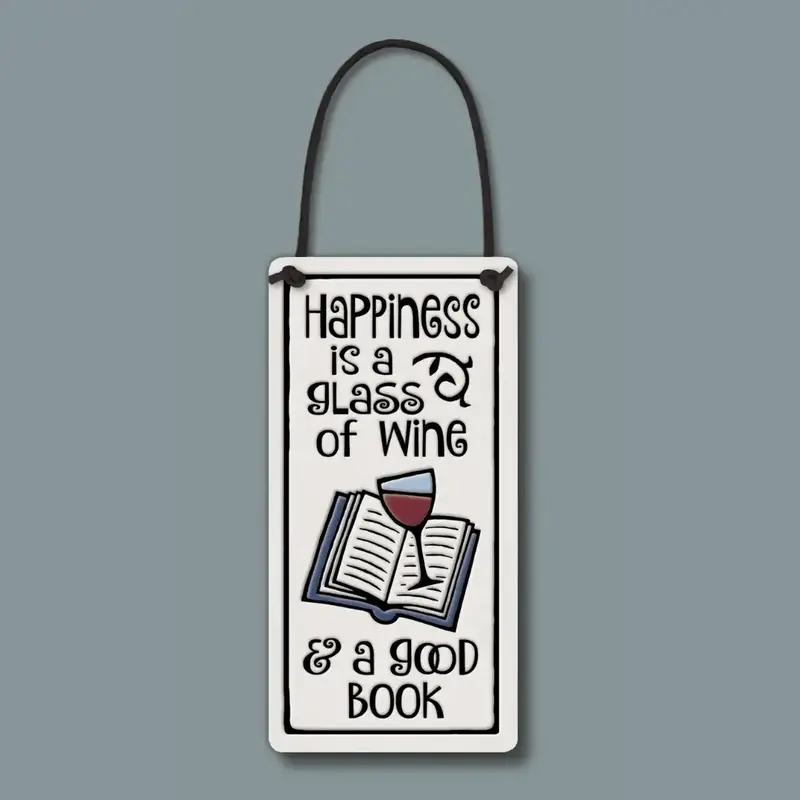 Macone Clay / Spooner Creek Happiness Wine And a Book - Wall Art / Wine Tag