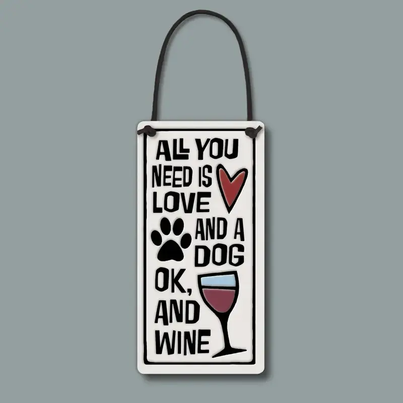 Macone Clay / Spooner Creek Love a Dog and Wine - Wall Art / Wine Tag