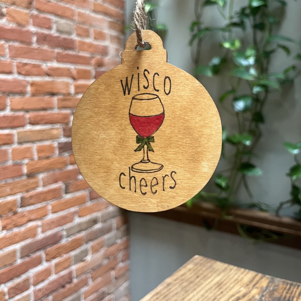 Wisco Cheer Wisco Cheer Round Wine Ornament