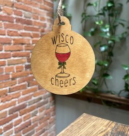 Wisco Cheer Wisco Cheer Round Wine Ornament