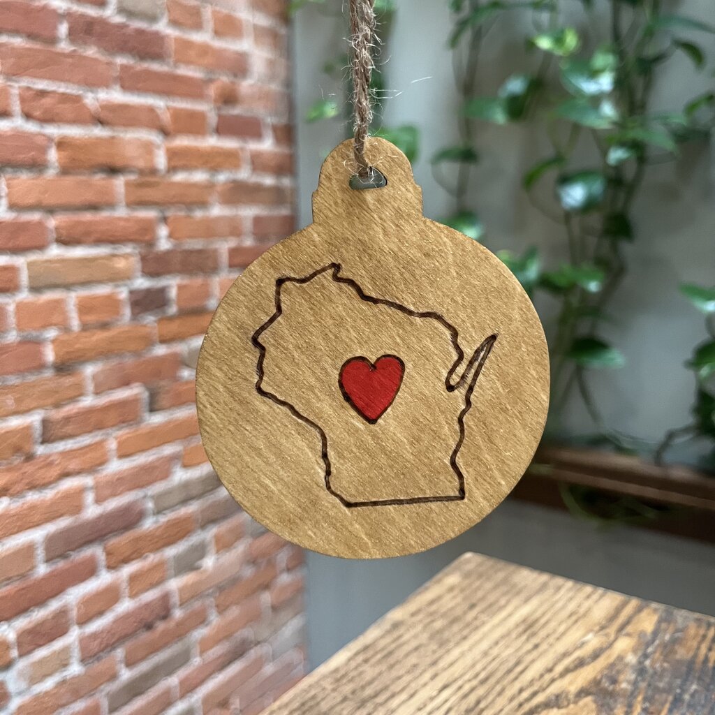 Wisco Cheer Wisco Cheer Round WI Large Heart Ornament