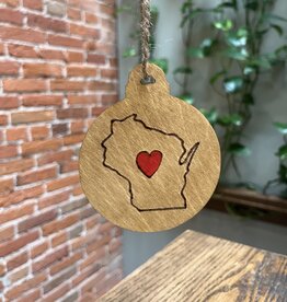 Wisco Cheer Wisco Cheer Round WI Large Heart Ornament