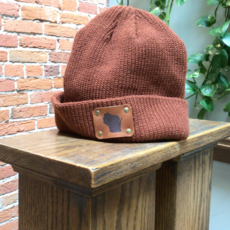 Blu Mountain Co. Wisconsin Leather Patch Beanie