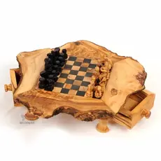 BeldiNest Olive Wood Rustic Chess Set Small