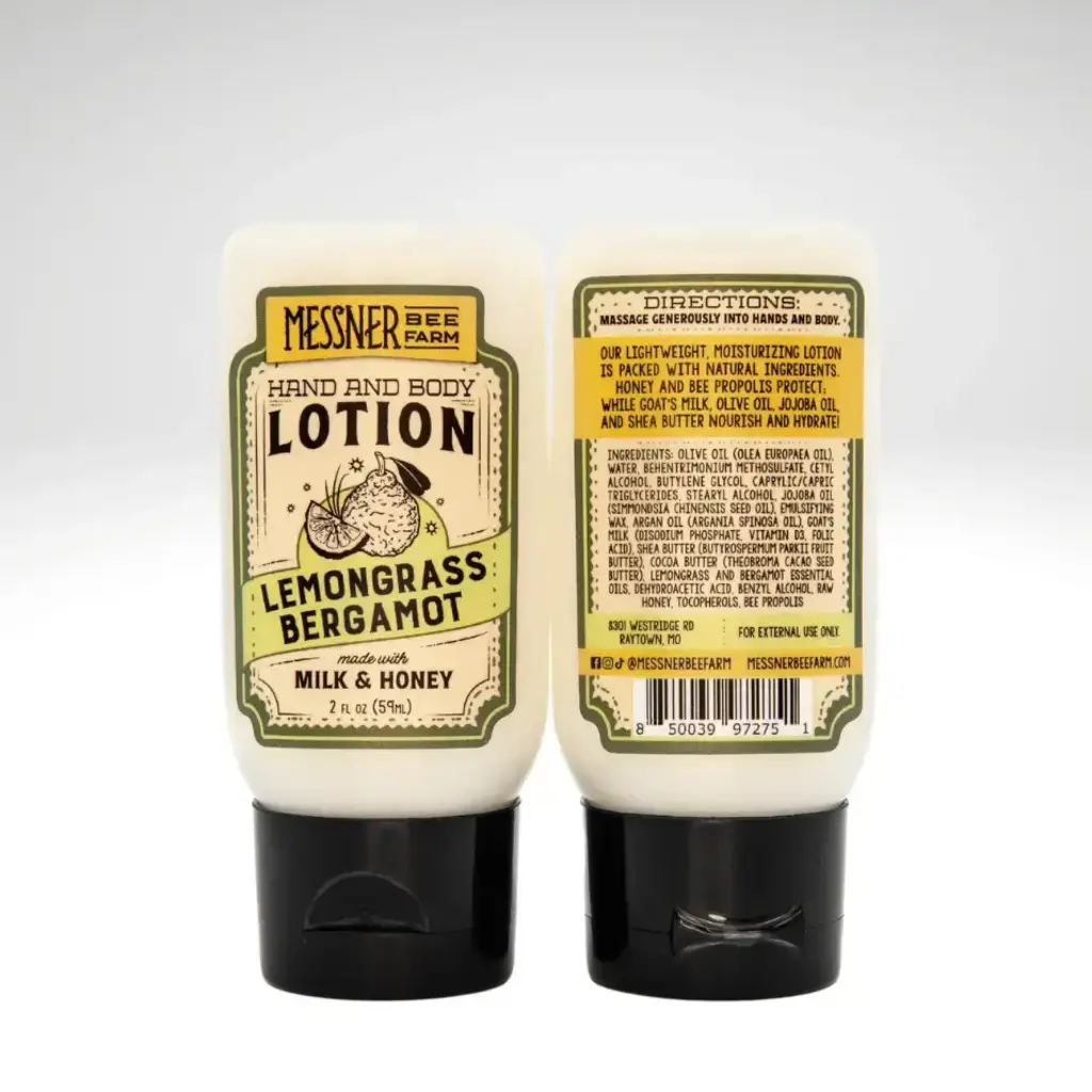 Messner Bee Farm 2oz. Lemongrass Bergamot - Milk and Honey Lotion