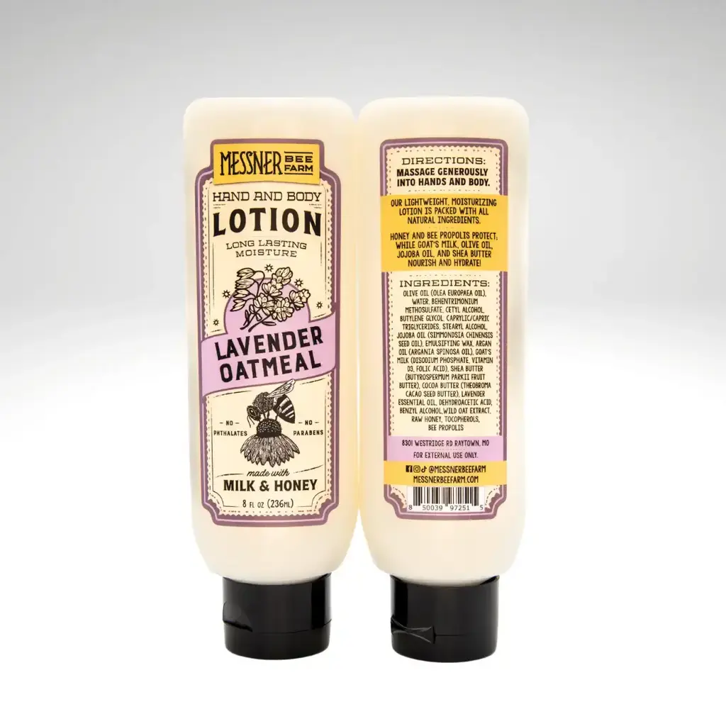 Messner Bee Farm 8oz. Lavender Oatmeal - Milk and Honey Lotion