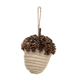 Faire (Bright Ideas Christmas Collection) Ivory Acorn Glittered Ornament