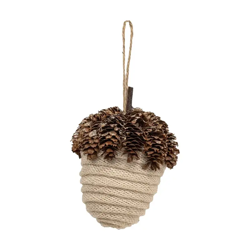 Faire (Bright Ideas Christmas Collection) Ivory Acorn Glittered Ornament