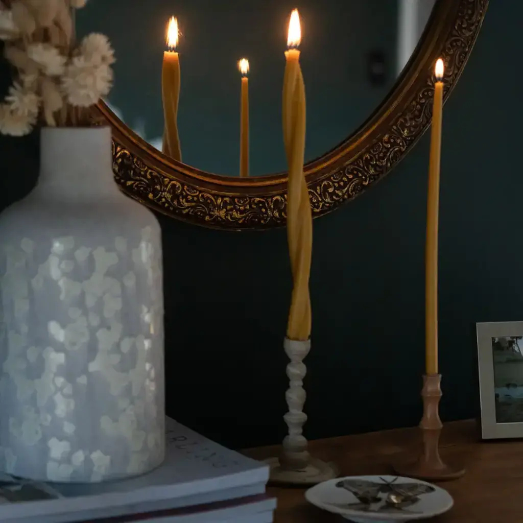 Beeswax Taper Candle: Twin Flame (Single)