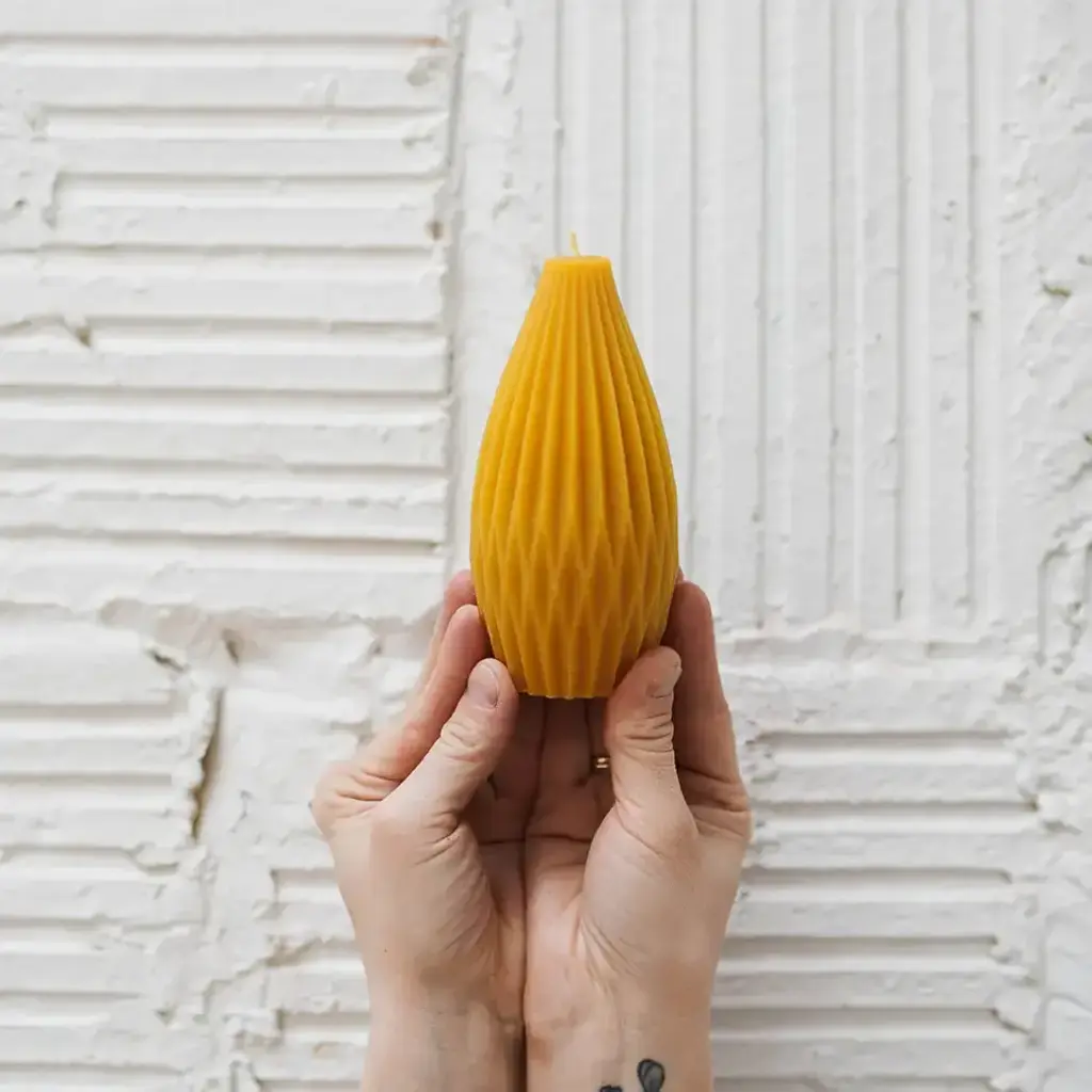 Large Pear - Ribbed Beeswax Pillar Candle