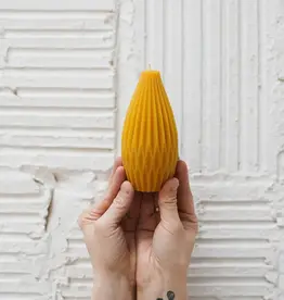 Large Pear - Ribbed Beeswax Pillar Candle
