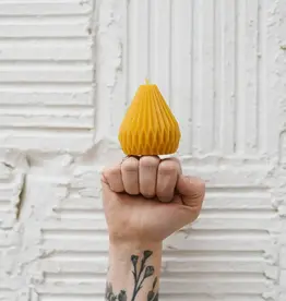 Small Pear - Ribbed Beeswax Pillar Candle