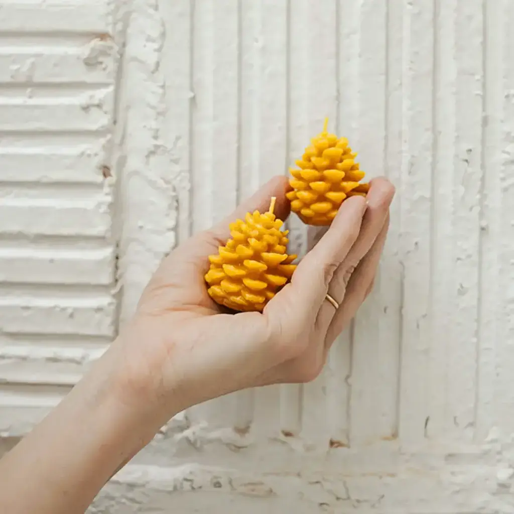 Small Pinecone - Handmade Beeswax Candle