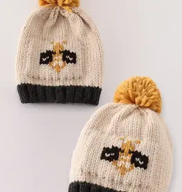 Beige Pompom Bee Cable Beanie (Kids)