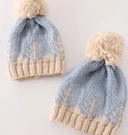 Blue Pompom Christmas Tree Cable Beanie (Baby)