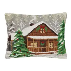 Peking Handicraft Hook Pillow - Holiday Woods Cabin