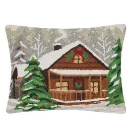 Peking Handicraft Hook Pillow - Holiday Woods Cabin