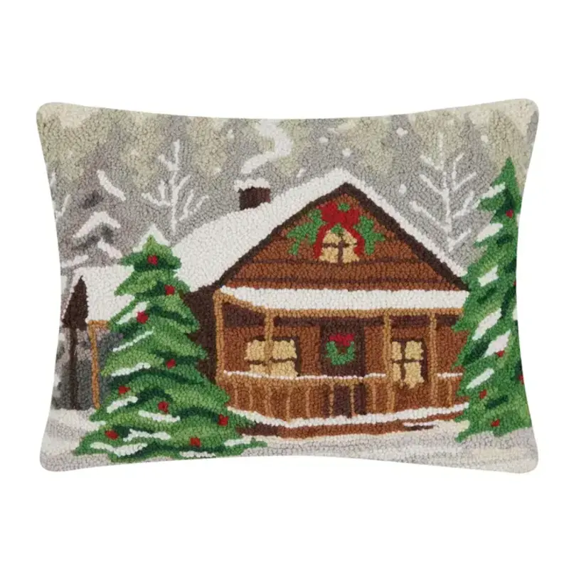 Peking Handicraft Hook Pillow - Holiday Woods Cabin