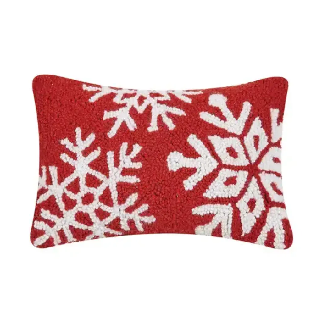 Peking Handicraft Hook Pillow Snowflakes (Red/White)