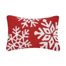 Peking Handicraft Hook Pillow Snowflakes (Red/White)