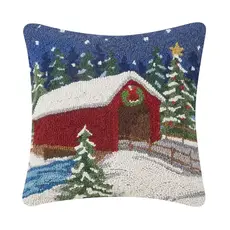 Volume One Hook Pillow -  Snowy Holiday Bridge