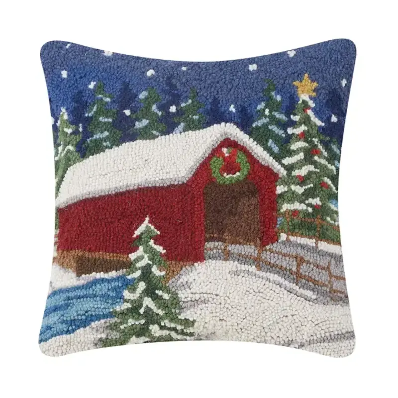 Volume One Hook Pillow -  Snowy Holiday Bridge