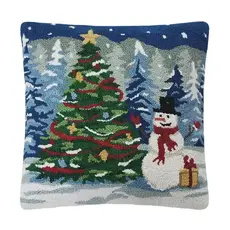Volume One Hook Pillow -  Snowy Tree With Snowman
