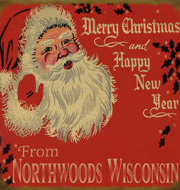 Volume One Santa Wood Sign — Merry Christmas and Happy New Year From Northwoods Wisconsin (18x18)