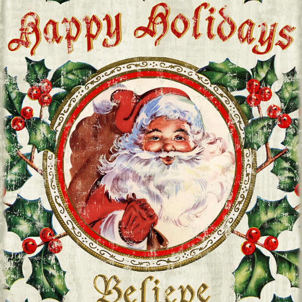 Volume One Believe in Magic Santa Wood Sign— Happy Holidays Believe in the Magic (17x23)