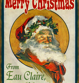 Volume One Santa Wood Sign — Merry Christmas From Eau Claire, WI (17x23)