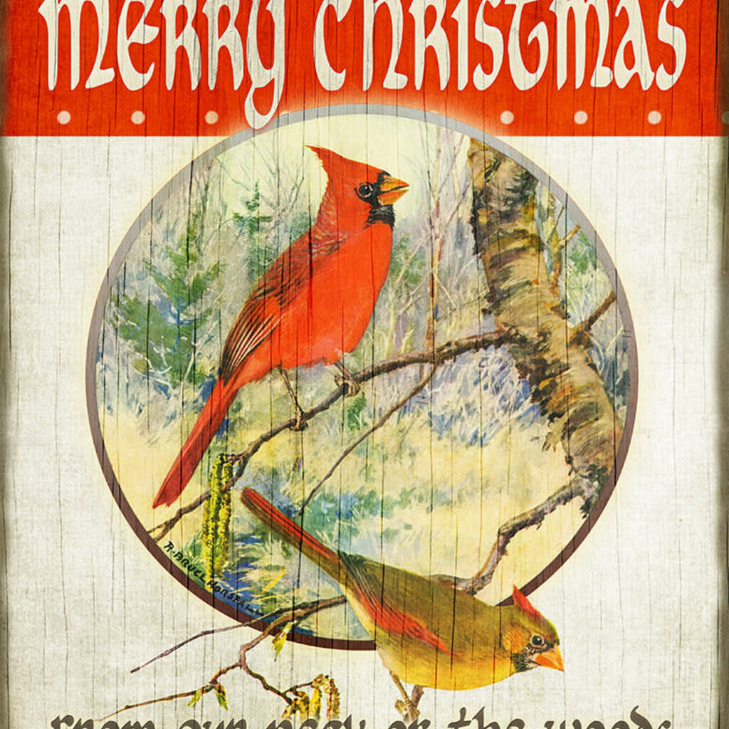 Volume One Merry Christmas Cardinals Wood Sign (17x23)
