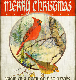 Volume One Merry Christmas Cardinals Wood Sign (17x23)