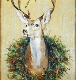 Volume One Christmas Deer with Wreath Wood Sign — Merry Christmas From Northwoods Wisconsin (18x30)